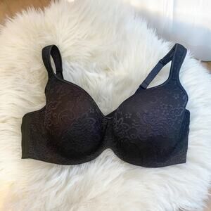 CACIQUE Black Lace Underwire Bra Size 42D Lingerie Unpadded Adjustable Straps